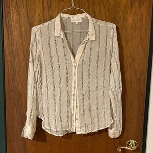 Bella Dahl Cream and Blue Striped Button Down Shirt